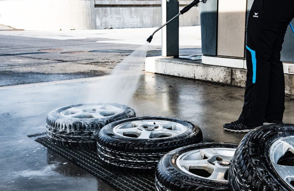 Washing Car tires