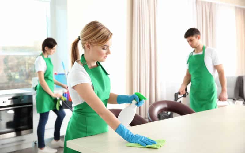 Green cleaning services in progress, highlighting eco-friendly practices